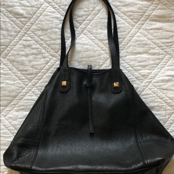 Stella & Dot Black Leather Bag (Paris Market Tote) - Picture 2 of 5